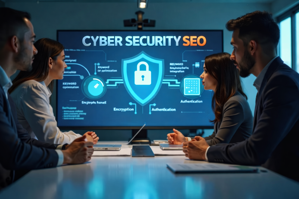 Cyber security SEO strategy meeting
